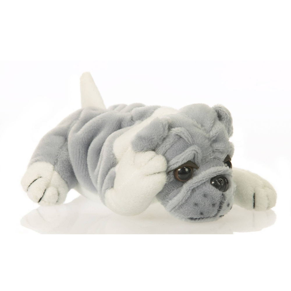 8″ Gray Bulldog Stuffed Animal | Soft Bulldog Plush Dog Toy