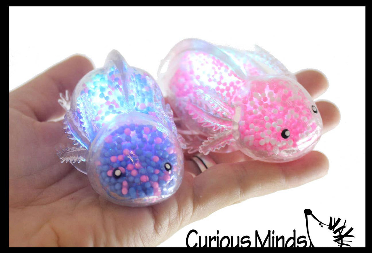1 Light Up Axolotl - Air and Styrofoam Bead Filled Squeeze