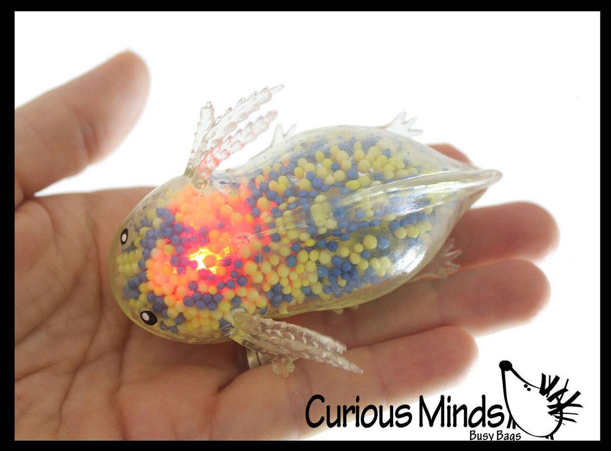 1 Light Up Axolotl - Air and Styrofoam Bead Filled Squeeze